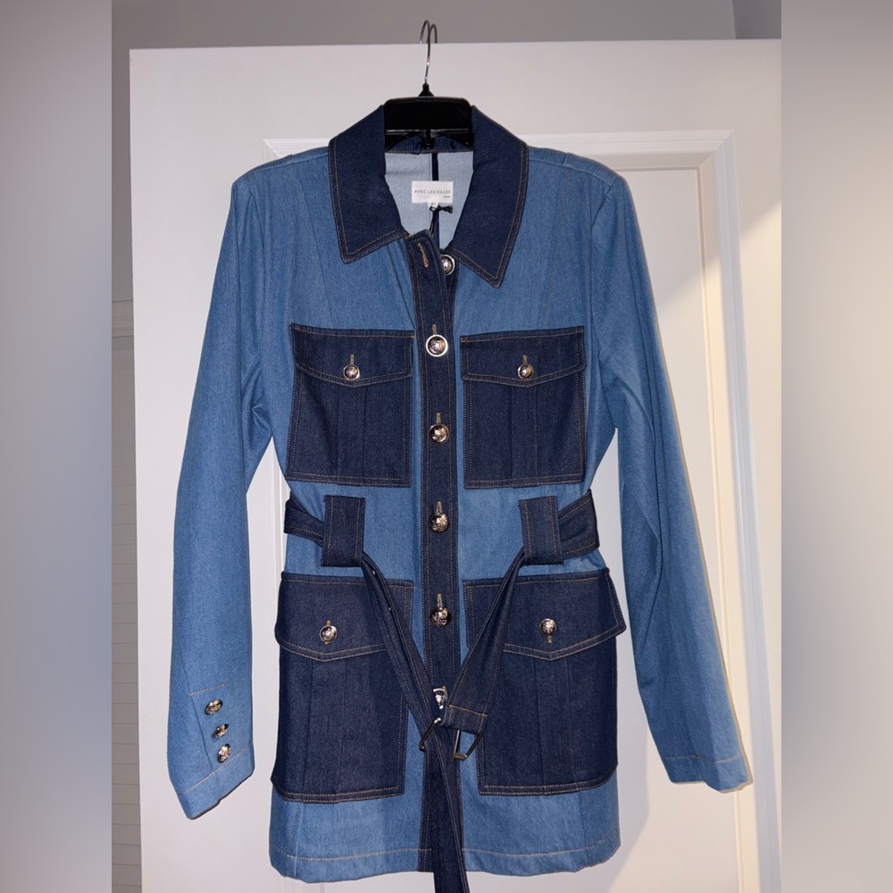 Avec Les Filles Indigo Denim Jacket Dress